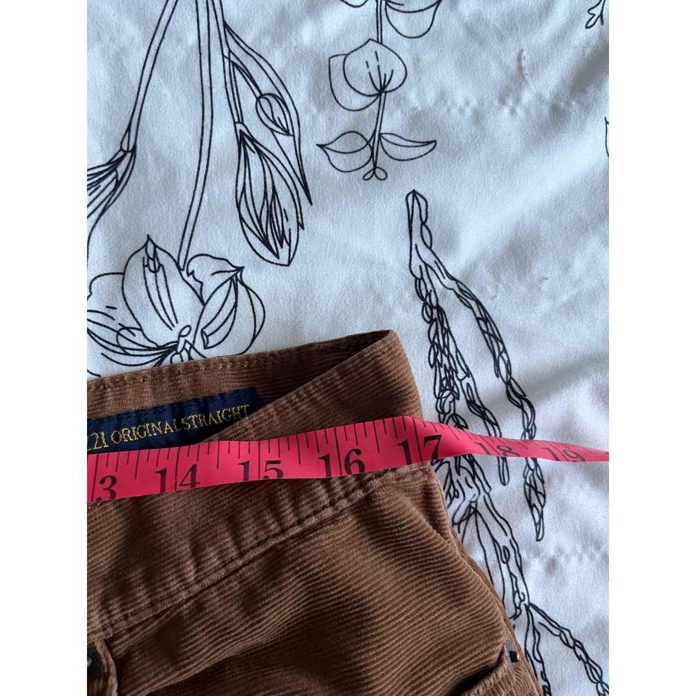 Lucky Brand Men Pants 34x30 Brown Khakis Corduroy 221 Original Straight Button - Picture 6 of 8